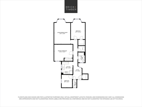 Floor plan for 2 beds, 1 bath, 1219 sqft